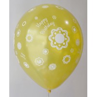 Yellow Metallic Happy Birthday All Around Printed Balloons